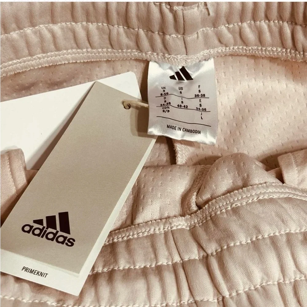 ADIDAS Light Peach-Pink Joggers S With Black Accents Pockets With Zipper.